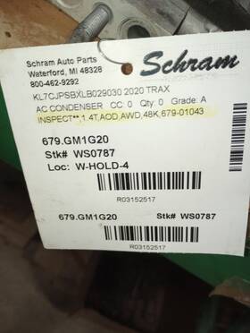 Chevrolet 679.gm1g20 Trax 2020 Ac Condenser 3152517