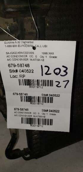 679-58748 Jaguar Ac Condenser Fits 97-02 Xk8