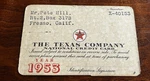 1953 Amazing Texaco Gas Oil The Texas Company Papered Credit Card Automobile. Fixed Price $35.00.
