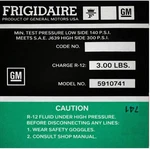 Frigidaire A/c Compressor Decal For 1974-1976 Chevy Chevelle And Camino. Fixed Price $12.98.