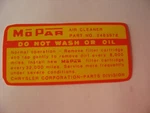 New Jim Osborn Mopar DD0292 1964 2X4 426 Air Cleaner Service Instruction Decal. Fixed Price $11.99.