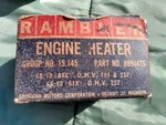 Amc Nos Rambler Engine Heater American Amx Javelin Ambassador Rebel Dealer. Fixed Price $39.99.