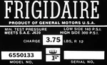 Frigidaire A/c Compressor Decal For 1963-1965 Bel Biscayne And Impala. Fixed Price $11.98.