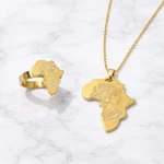 Egyptian Queen Africa Necklace& Ring Set. Stainless Steel Royal Map. Fixed Price $31.99.