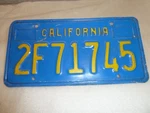 Vintage 1970 S,80S California Blue License Plate # 2F71745 Single. Fixed Price $19.99.