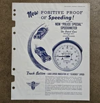 1939 Stewart Warner Police Special Speedometer Catalog Brochure Hot Rod Vtg Ad. Fixed Price $49.99.